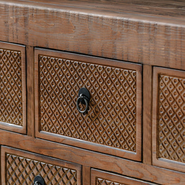 Lahey Mission Brown Solid Wood 11 Dwr Rectangle Console Table - Ornate Home