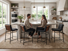 Lahni Dark Gray 18"W Boucle Fabric Counter Height Stool (Set of 4) - Ornate Home