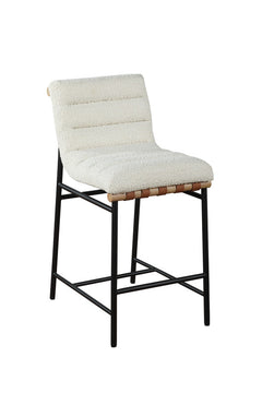Lahni White 18"W Boucle Fabric Counter Height Chair - Ornate Home