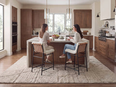 Lahni White 18"W Boucle Fabric Counter Height Stool (Set of 2) - Ornate Home