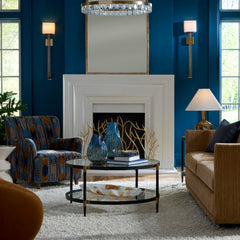 Lainey Blue/Brown/Orange Upholstered Ikat Armchair - Ornate Home