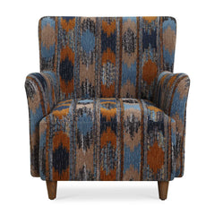 Lainey Blue/Brown/Orange Upholstered Ikat Armchair - Ornate Home