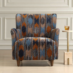 Lainey Blue/Brown/Orange Upholstered Ikat Armchair - Ornate Home