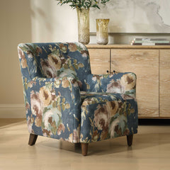 Lainey Blue Floral Upholstered Armchair - Ornate Home
