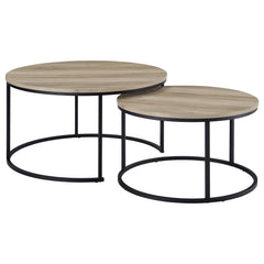 Lainey Distressed Pine 2-piece Round Nesting Coffee Table - Ornate Home