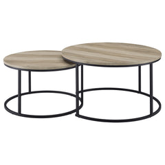 Lainey Distressed Pine 2-piece Round Nesting Coffee Table - Ornate Home