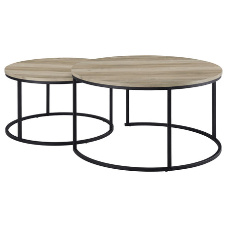 Lainey Distressed Pine 2-piece Round Nesting Coffee Table - Ornate Home