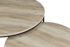 Lainey Distressed Pine 2-piece Round Nesting Coffee Table - Ornate Home
