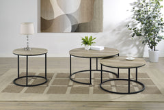 Lainey Distressed Pine 2-piece Round Nesting Coffee Table - Ornate Home