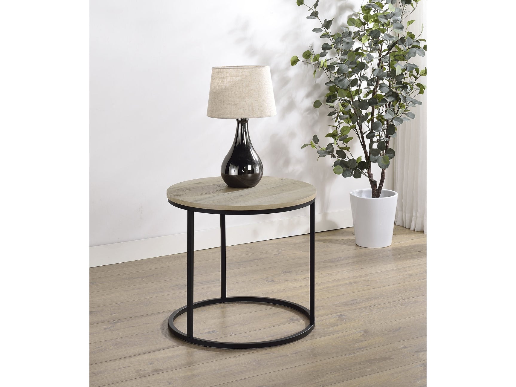 Lainey Distressed Pine Round Occasional Side End Table - Ornate Home