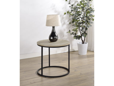 Lainey Distressed Pine Round Occasional Side End Table - Ornate Home