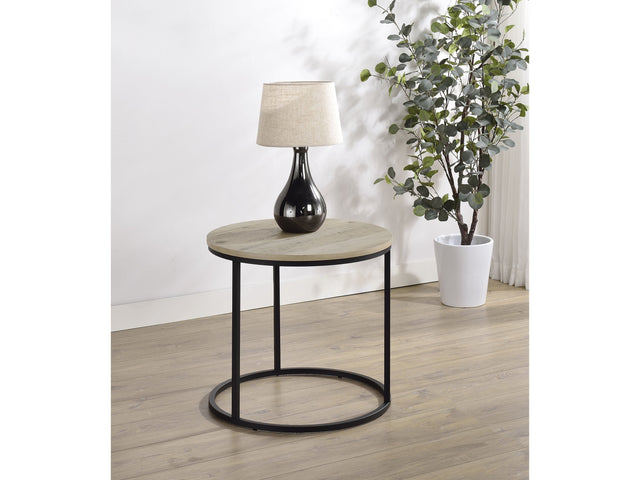 Lainey Distressed Pine Round Occasional Side End Table - Ornate Home
