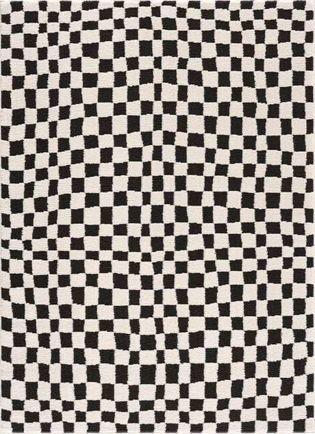 Lajos Black & White Checkered Area Rug - Ornate Home