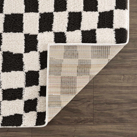 Lajos Black & White Checkered Area Rug - Ornate Home