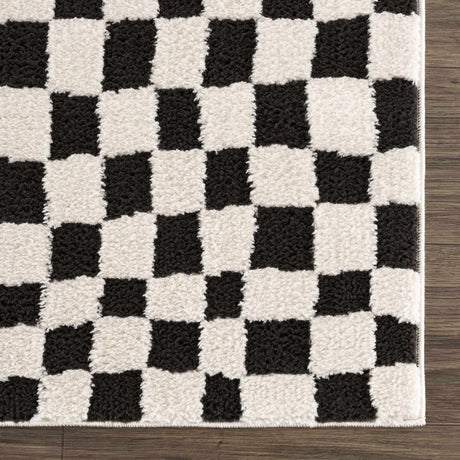 Lajos Black & White Checkered Area Rug - Ornate Home