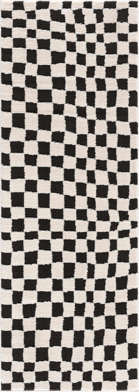 Lajos Black & White Checkered Area Rug - Ornate Home