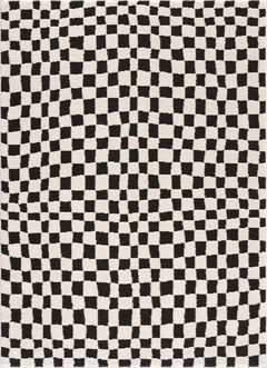 Lajos Black & White Checkered Plush Rug - Ornate Home