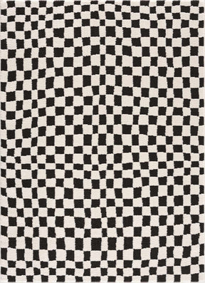 Lajos Black & White Checkered Plush Rug - Ornate Home