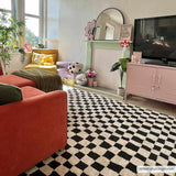 Lajos Black & White Checkered Plush Rug - Ornate Home