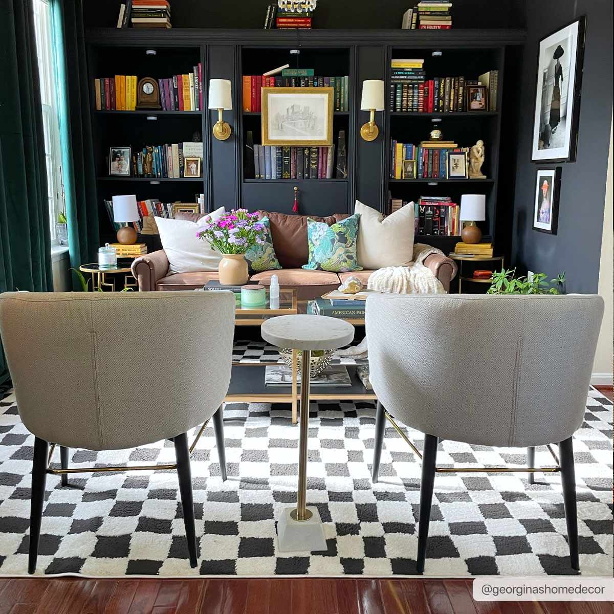 Lajos Black & White Checkered Plush Rug - Ornate Home