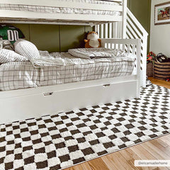 Lajos Black & White Checkered Plush Rug - Ornate Home