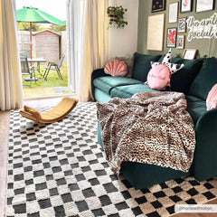 Lajos Black & White Checkered Plush Rug - Ornate Home