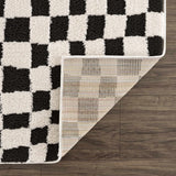 Lajos Black & White Checkered Plush Rug - Ornate Home