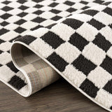 Lajos Black & White Checkered Plush Rug - Ornate Home