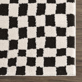 Lajos Black & White Checkered Plush Rug - Ornate Home