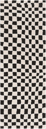 Lajos Black & White Checkered Plush Rug - Ornate Home