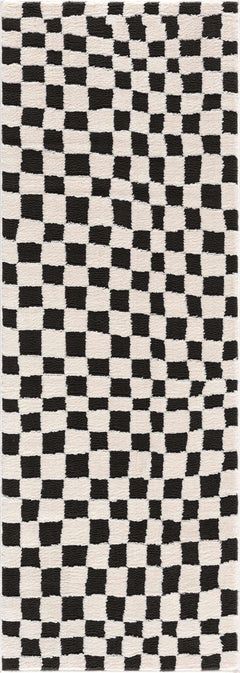Lajos Black & White Checkered Plush Rug - Ornate Home