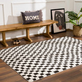 Lajos Black & White Checkered Plush Rug - Ornate Home