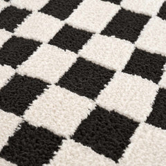 Lajos Black & White Checkered Plush Rug - Ornate Home