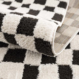 Lajos Black & White Checkered Plush Rug - Ornate Home
