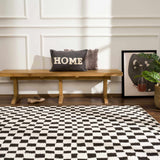 Lajos Black & White Checkered Plush Rug - Ornate Home