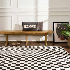 Lajos Black & White Checkered Plush Rug - Ornate Home