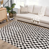 Lajos Black & White Checkered Plush Rug - Ornate Home