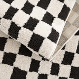 Lajos Black & White Checkered Plush Rug - Ornate Home