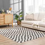 Lajos Black & White Checkered Plush Rug - Ornate Home