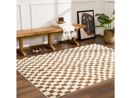 Lajos Brown Checkered Area Rug - Ornate Home