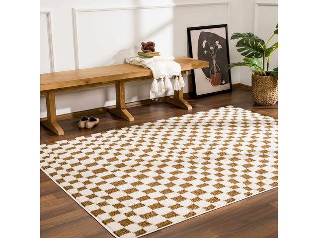 Lajos Brown Checkered Area Rug - Ornate Home