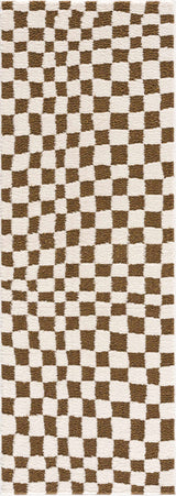 Lajos Brown Checkered Area Rug - Ornate Home