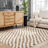Lajos Brown Checkered Area Rug - Ornate Home