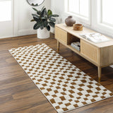 Lajos Brown Checkered Area Rug - Ornate Home