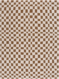 Lajos Brown Checkered Shag Rug - Clearance - Ornate Home