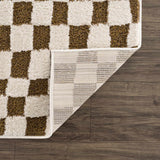 Lajos Brown Checkered Shag Rug - Clearance - Ornate Home