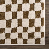 Lajos Brown Checkered Shag Rug - Clearance - Ornate Home