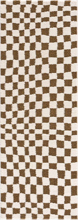 Lajos Brown Checkered Shag Rug - Clearance - Ornate Home