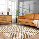 Lajos Brown Checkered Shag Rug - Clearance - Ornate Home
