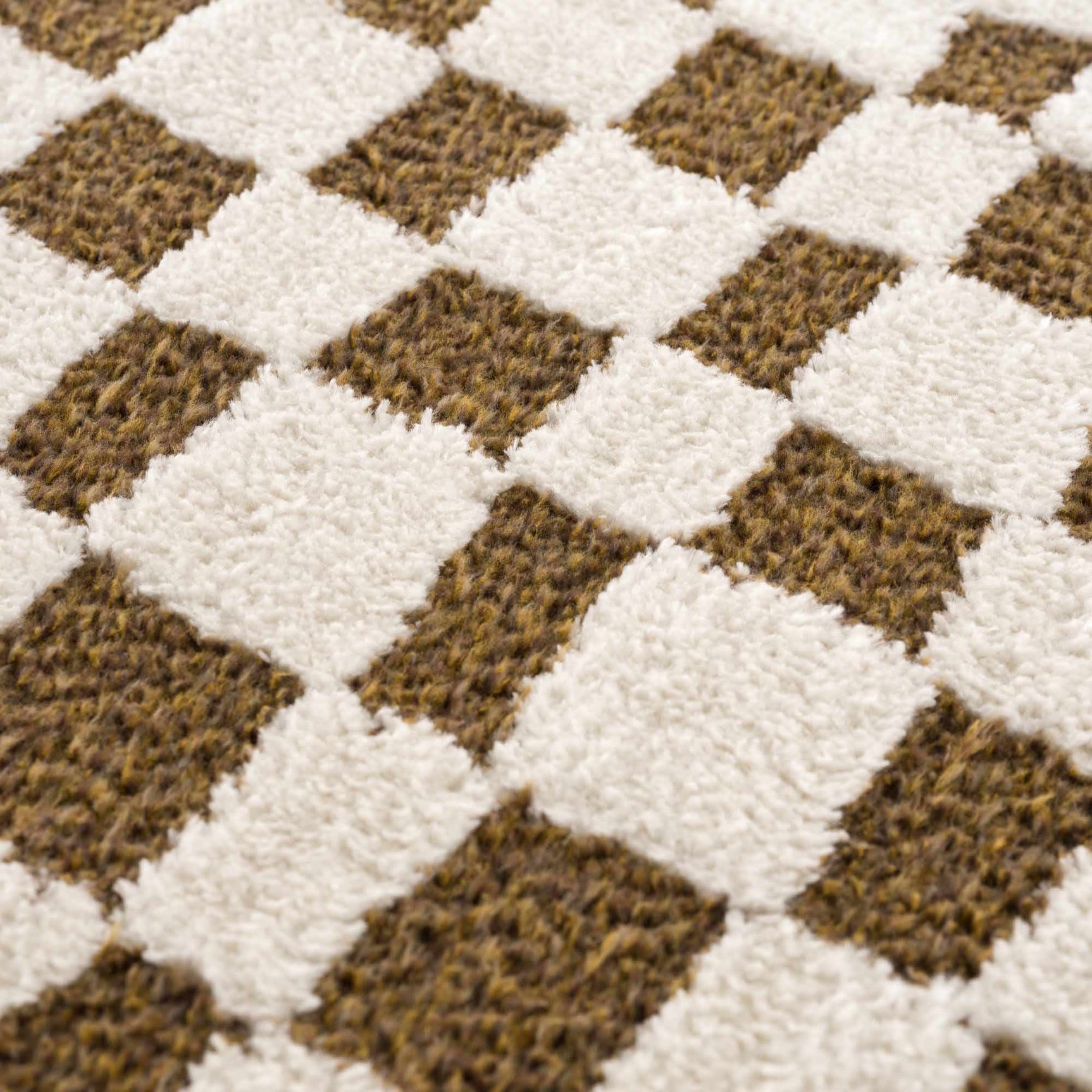 Lajos Brown Checkered Shag Rug - Clearance - Ornate Home
